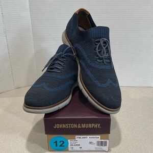 Johnston & Murphy Men's Dark Blue Knit Oxfords